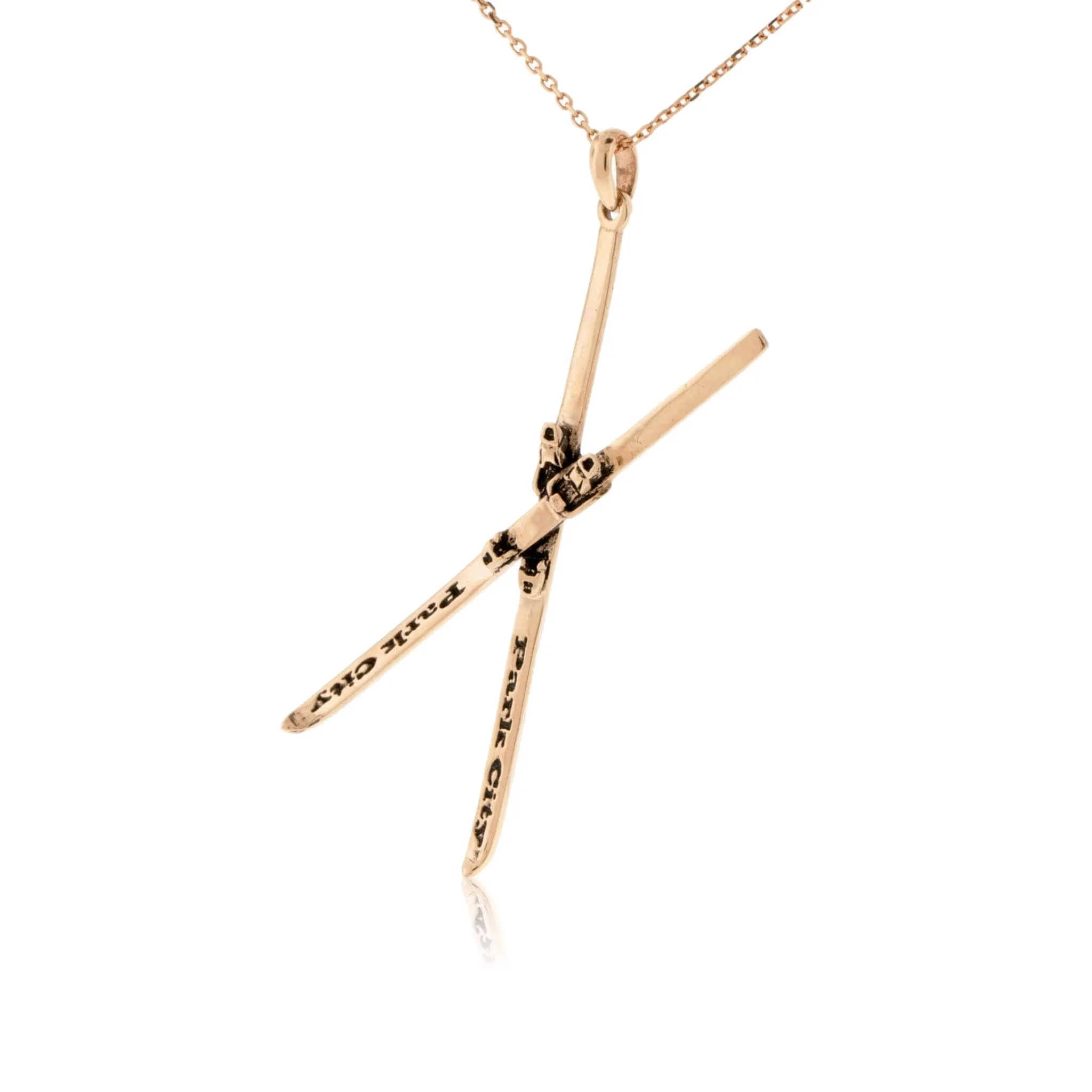 Large Crossed Skis "Park City" Charm or Pendant