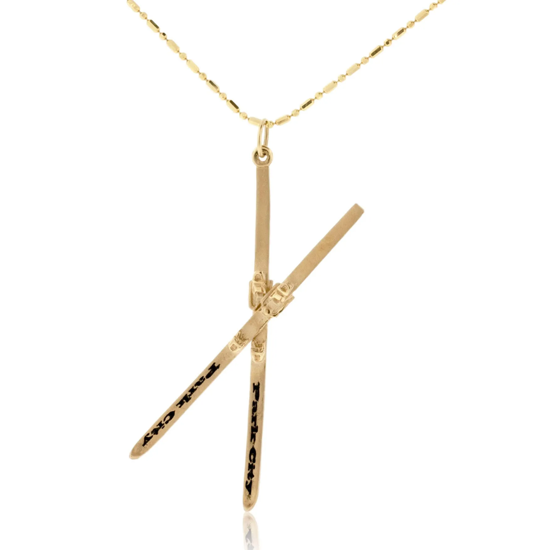 Large Crossed Skis "Park City" Charm or Pendant