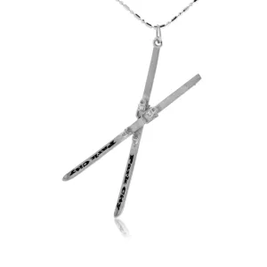 Large Crossed Skis "Park City" Charm or Pendant