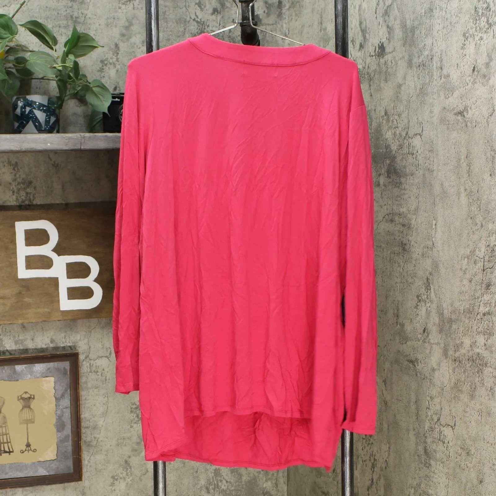 Laurie Felt Knit Rayon Made From Bamboo Blend Perfect T-Shirt Raspberry Plus 2X