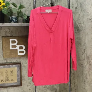 Laurie Felt Knit Rayon Made From Bamboo Blend Perfect T-Shirt Raspberry Plus 2X