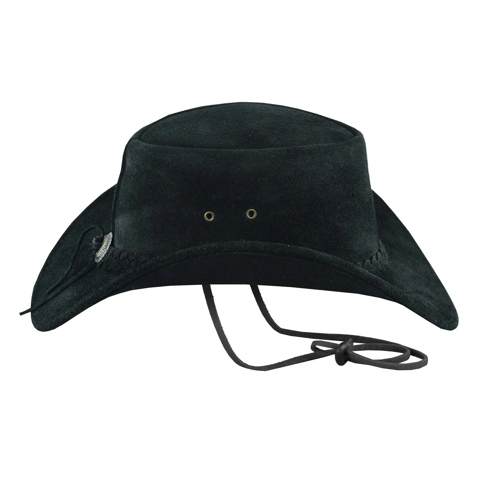 Leatherick Suede Black Aussie Style Bush Leather hat
