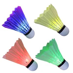 LED Badminton Shuttlecock, Arespark Dark Night Colorful LED Lighting - Glow Birdies Lighting- For Outdoor & Indoor Sports Activities, 4-Piece