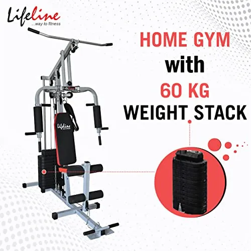 Lifeline Fitness HG-009 Home Gym Combo with LB 310 Adjustable Bench, Home Gym with 60Kg Weight Stack