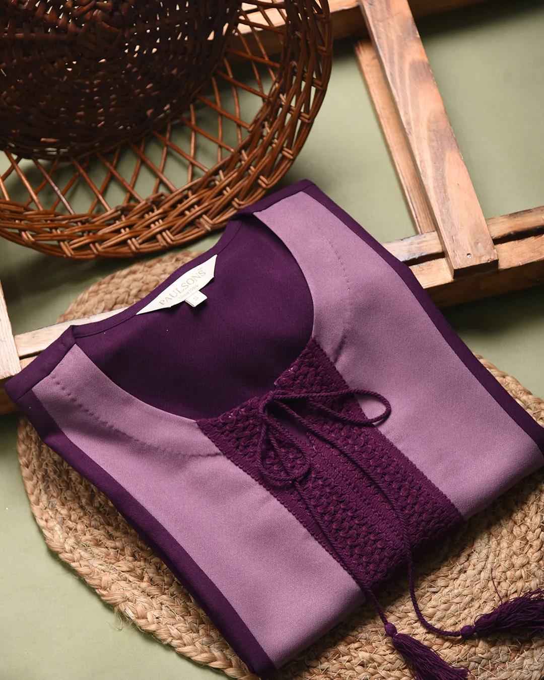 Lilac With Wine Winter Wear Wool Spun Blend Ready To Wear Kurta With Pant