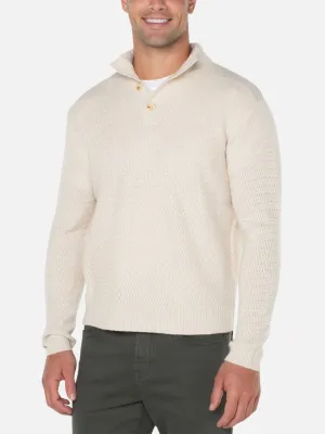 Liverpool Button Mock Neck Sweater - Cream