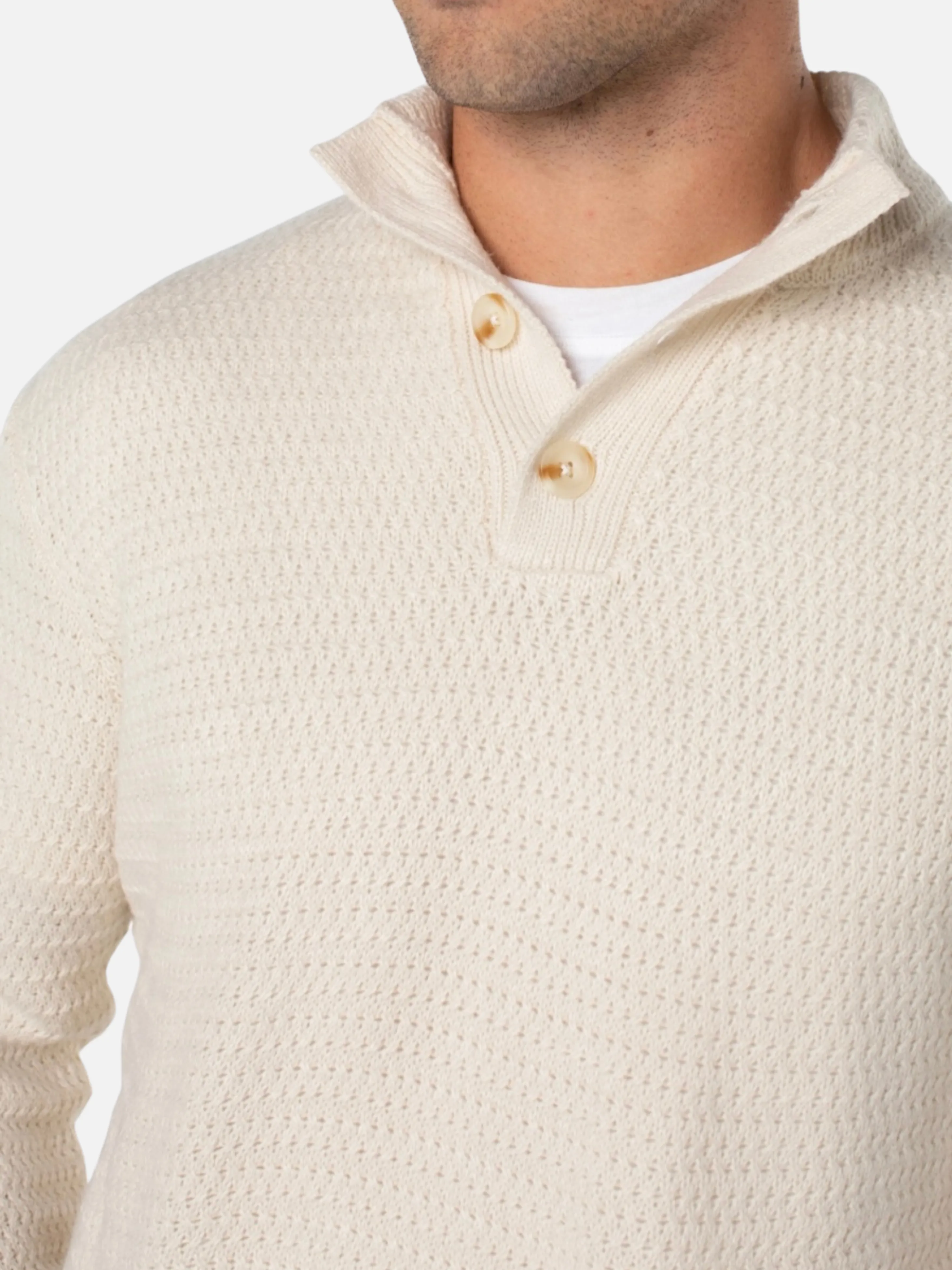 Liverpool Button Mock Neck Sweater - Cream