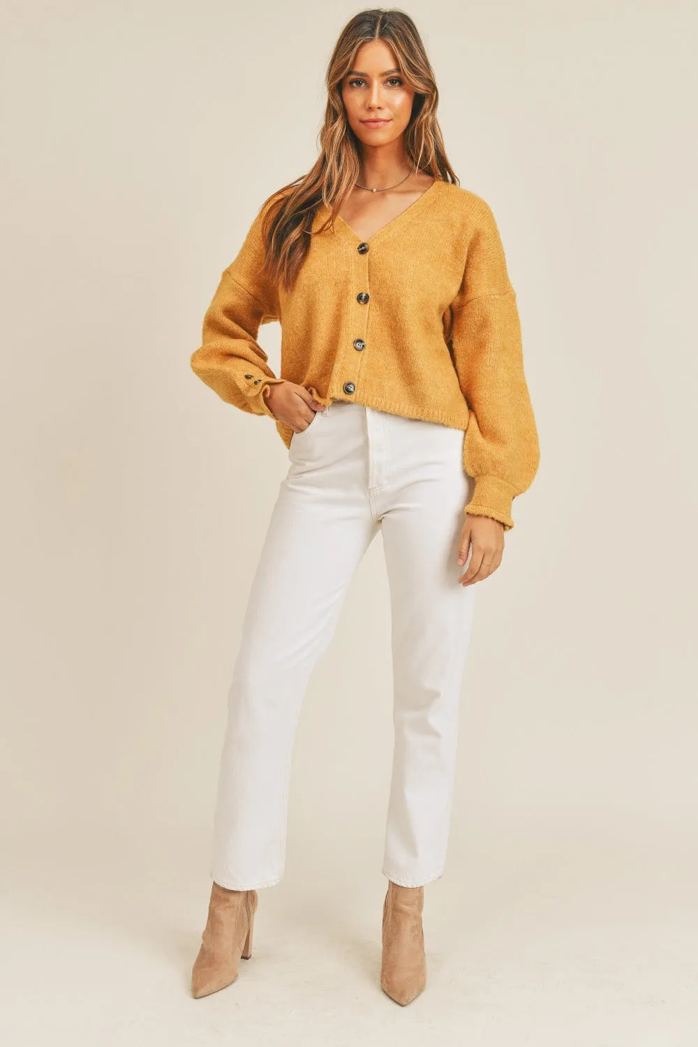 Mable All Buttoned Up Sweater Cardigan in Mustard