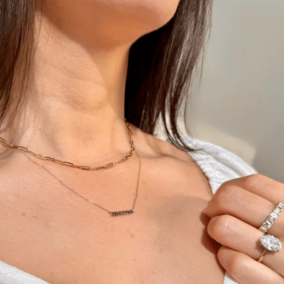 Mama Necklace in Solid 14k Gold