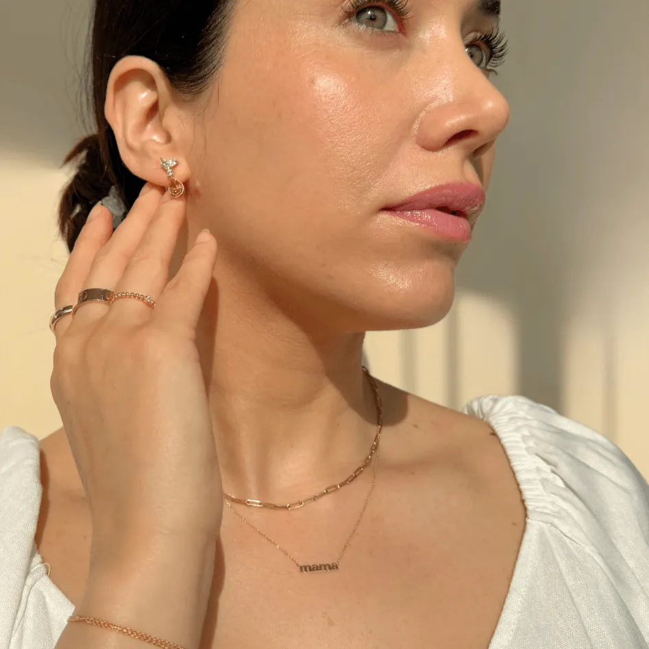 Mama Necklace in Solid 14k Gold