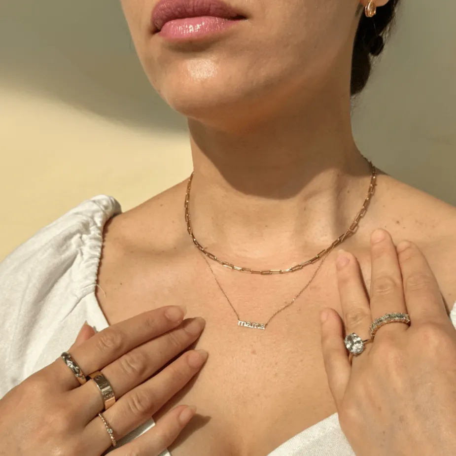 Mama Necklace in Solid 14k Gold