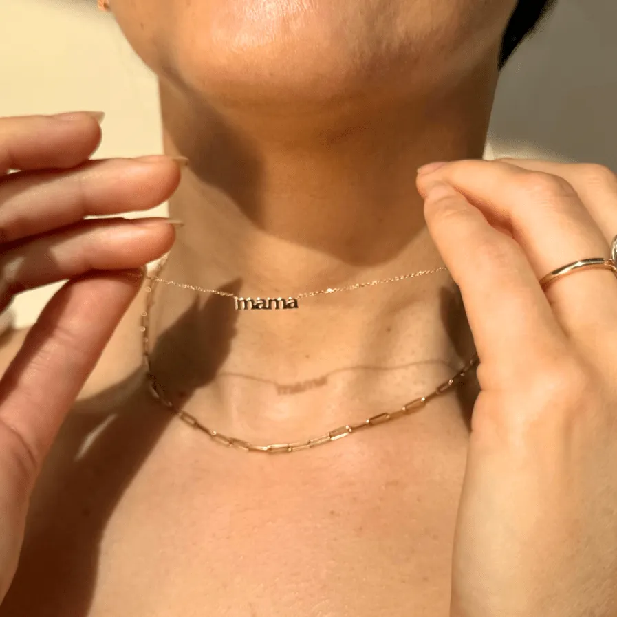 Mama Necklace in Solid 14k Gold