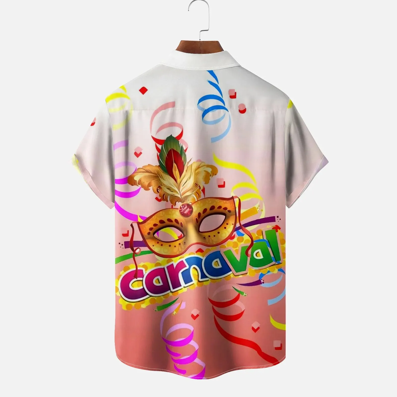Mardi Gras Carnival Mask Chest Pocket Casual Shirt