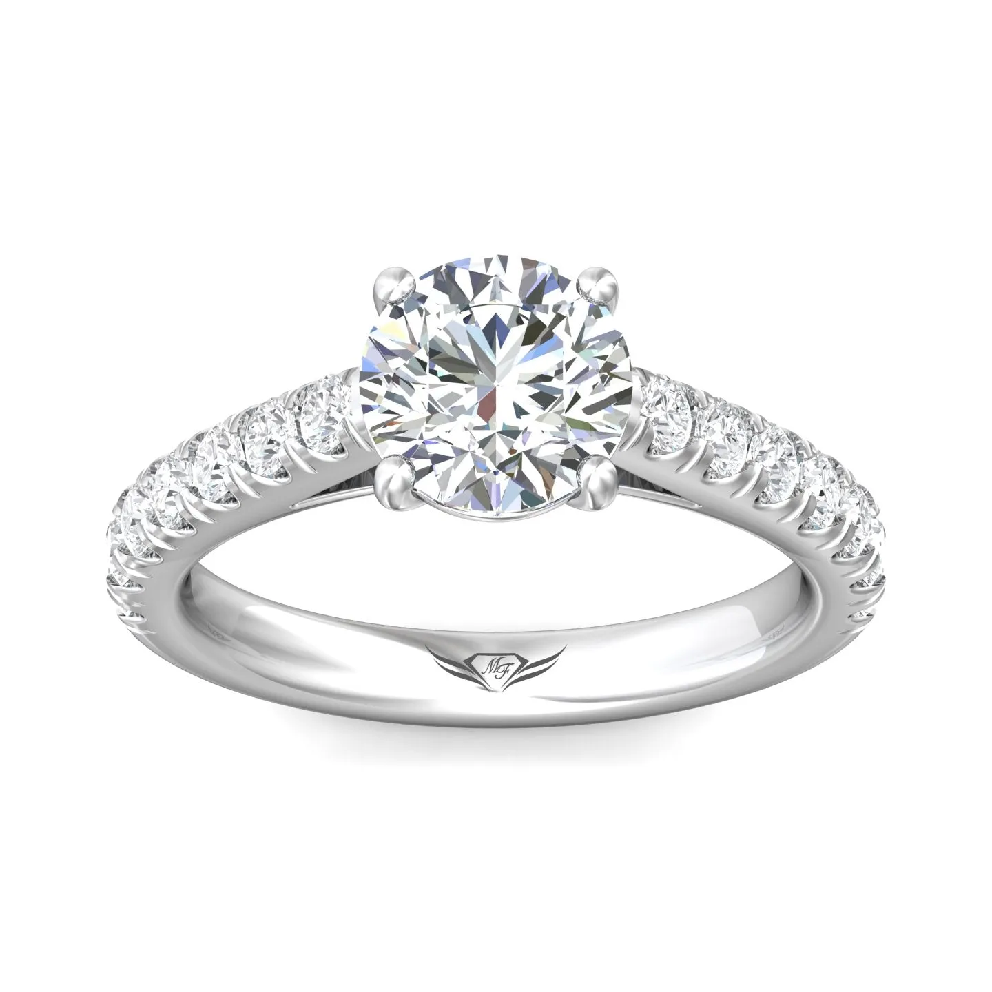 Martin Flyer Micropave Round Engagement Ring DERM18LPL-C-8.5RD