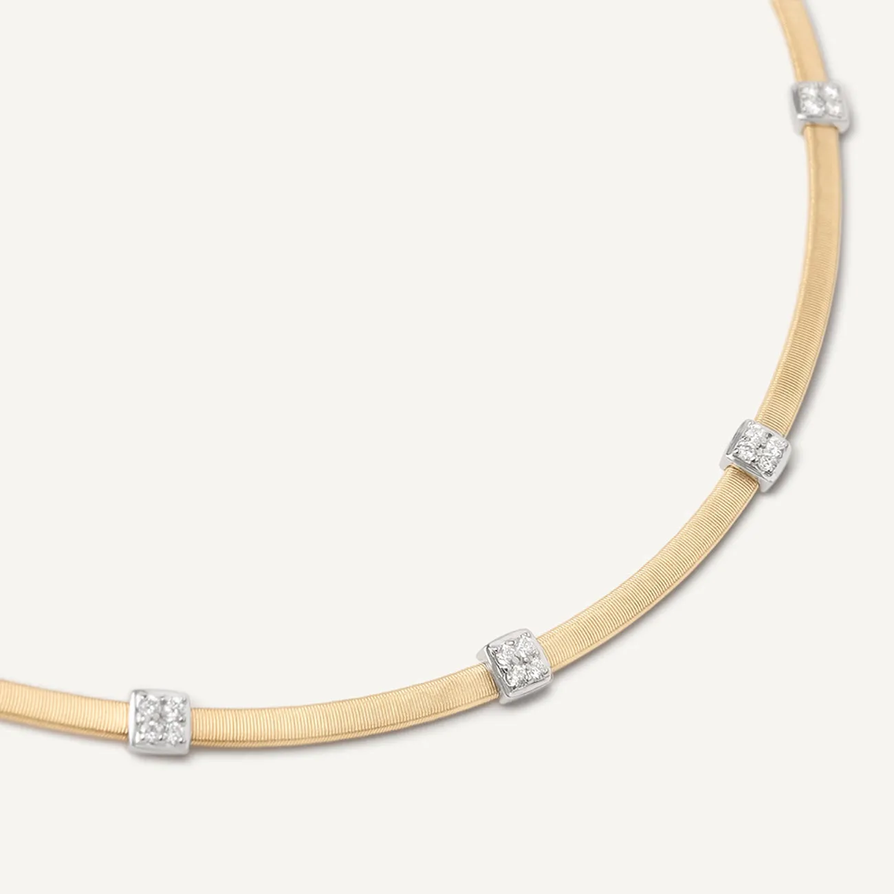 Masai 18K Yellow Gold Coil 5 Station Diamond Collar Necklace