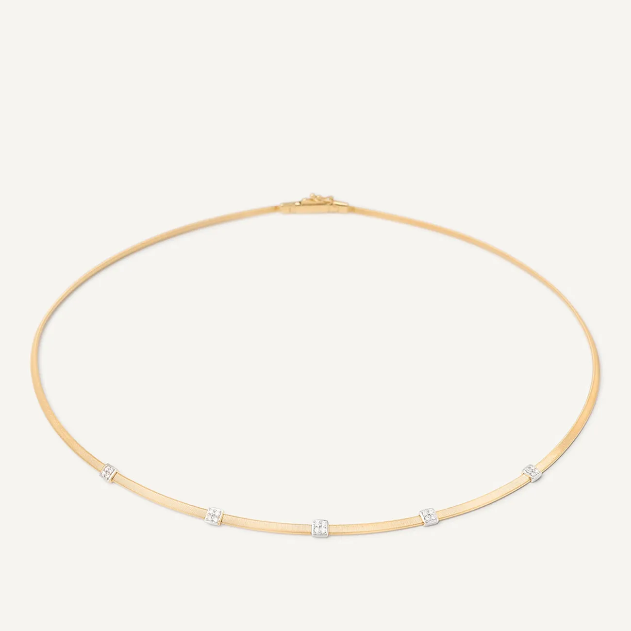 Masai 18K Yellow Gold Coil 5 Station Diamond Collar Necklace