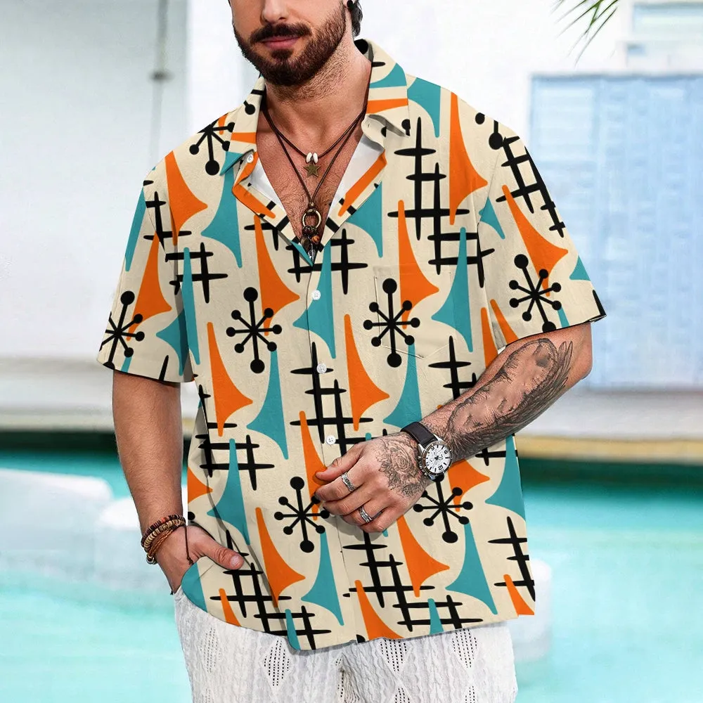 Men Casual Geometric Short Sleeve Shirt 2408010038