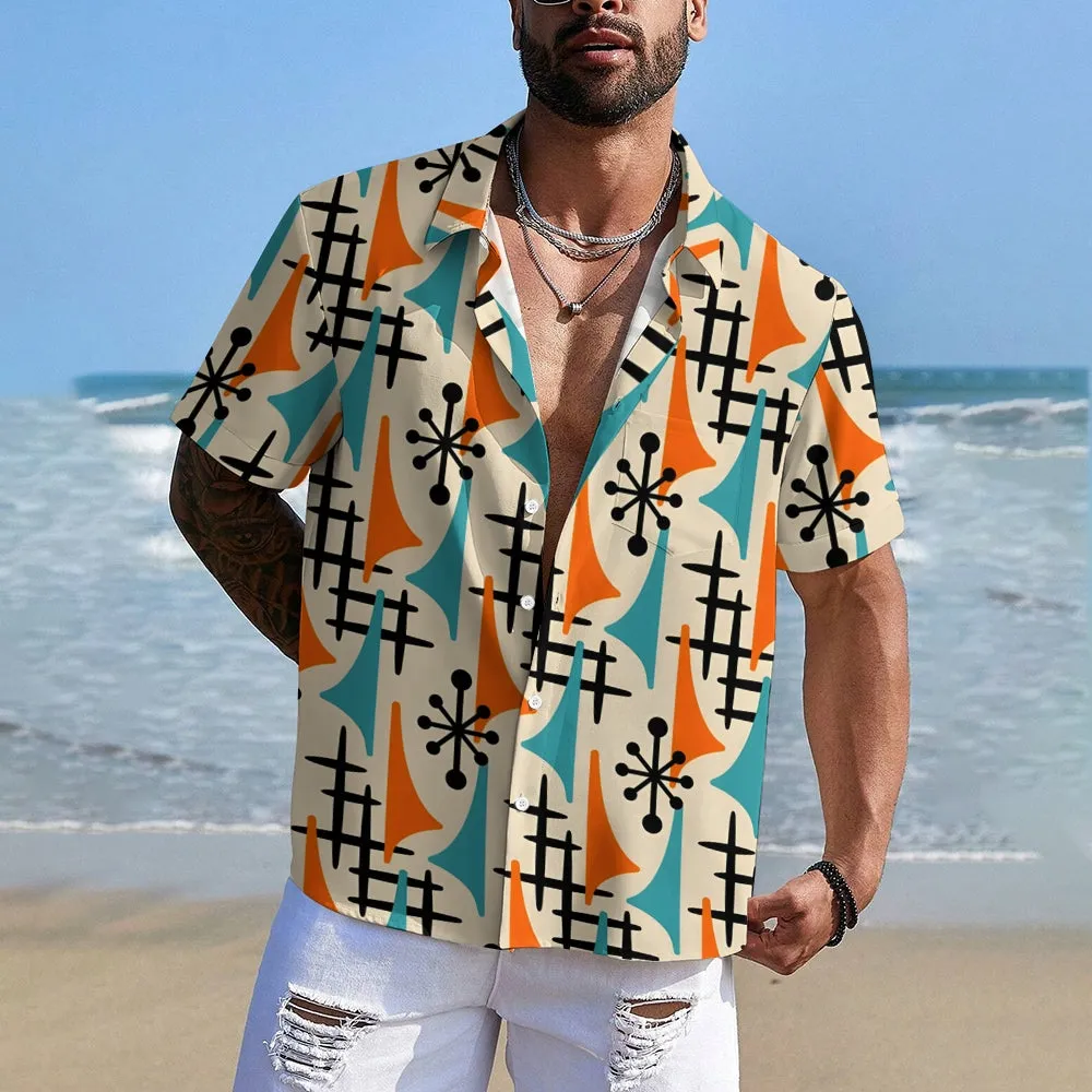 Men Casual Geometric Short Sleeve Shirt 2408010038