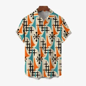 Men Casual Geometric Short Sleeve Shirt 2408010038