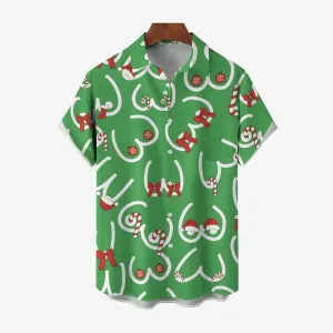Men's Abstract Gift Print Casual Short Sleeve Shirt 2404001311