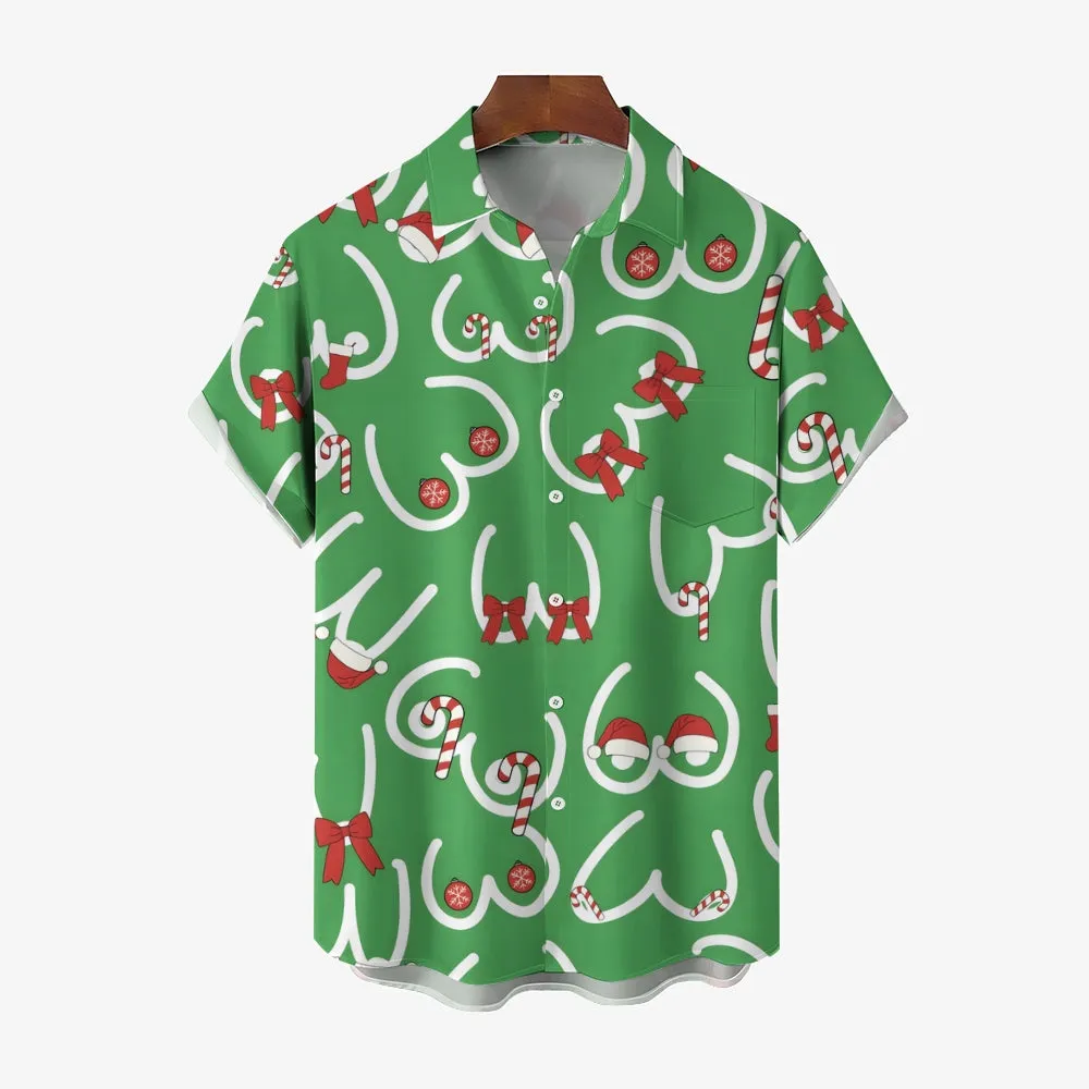 Men's Abstract Gift Print Casual Short Sleeve Shirt 2404001311