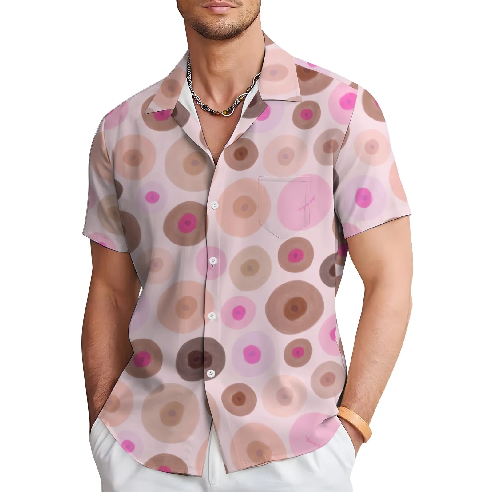 Men's Abstract Print Casual Short Sleeve Shirt 2404001265
