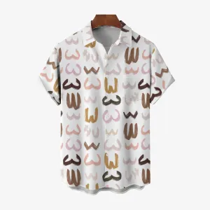 Men's Abstract Print Casual Short Sleeve Shirt 2404001295