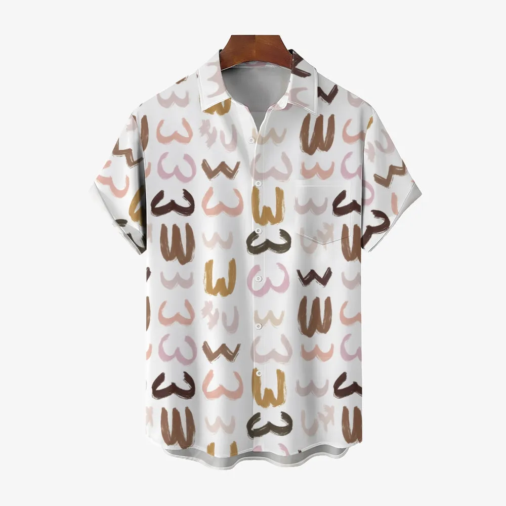 Men's Abstract Print Casual Short Sleeve Shirt 2404001295