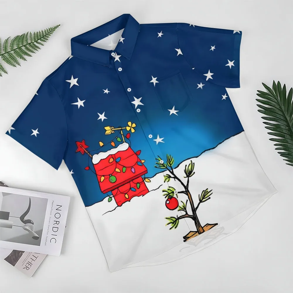 Men's Cartoon Tree Casual Short Sleeve Shirt 2312000436