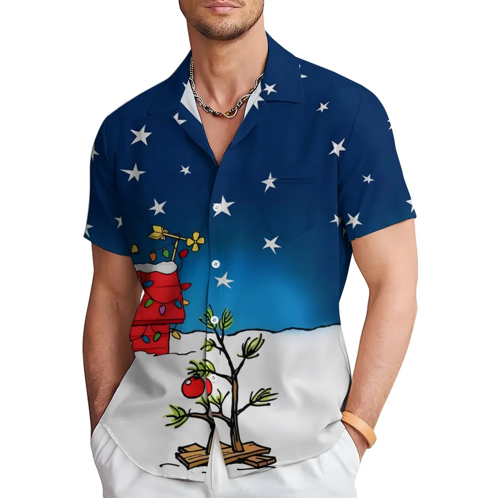 Men's Cartoon Tree Casual Short Sleeve Shirt 2312000436