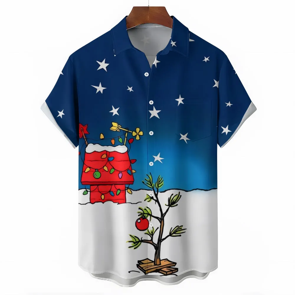 Men's Cartoon Tree Casual Short Sleeve Shirt 2312000436