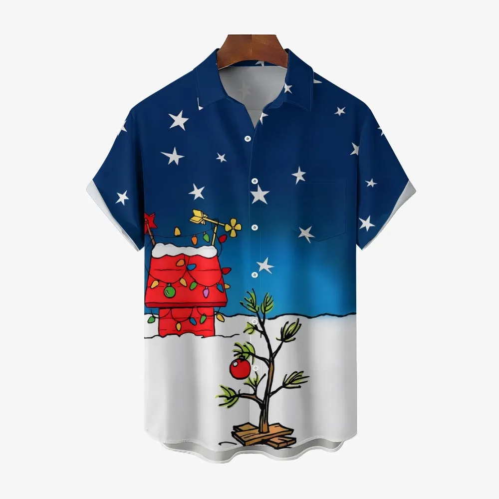 Men's Cartoon Tree Casual Short Sleeve Shirt 2312000436