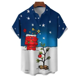 Men's Cartoon Tree Casual Short Sleeve Shirt 2312000436