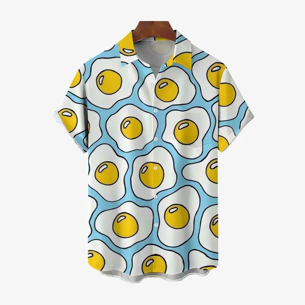Men's Fried Egg Casual Short Sleeve Shirt 2401000203