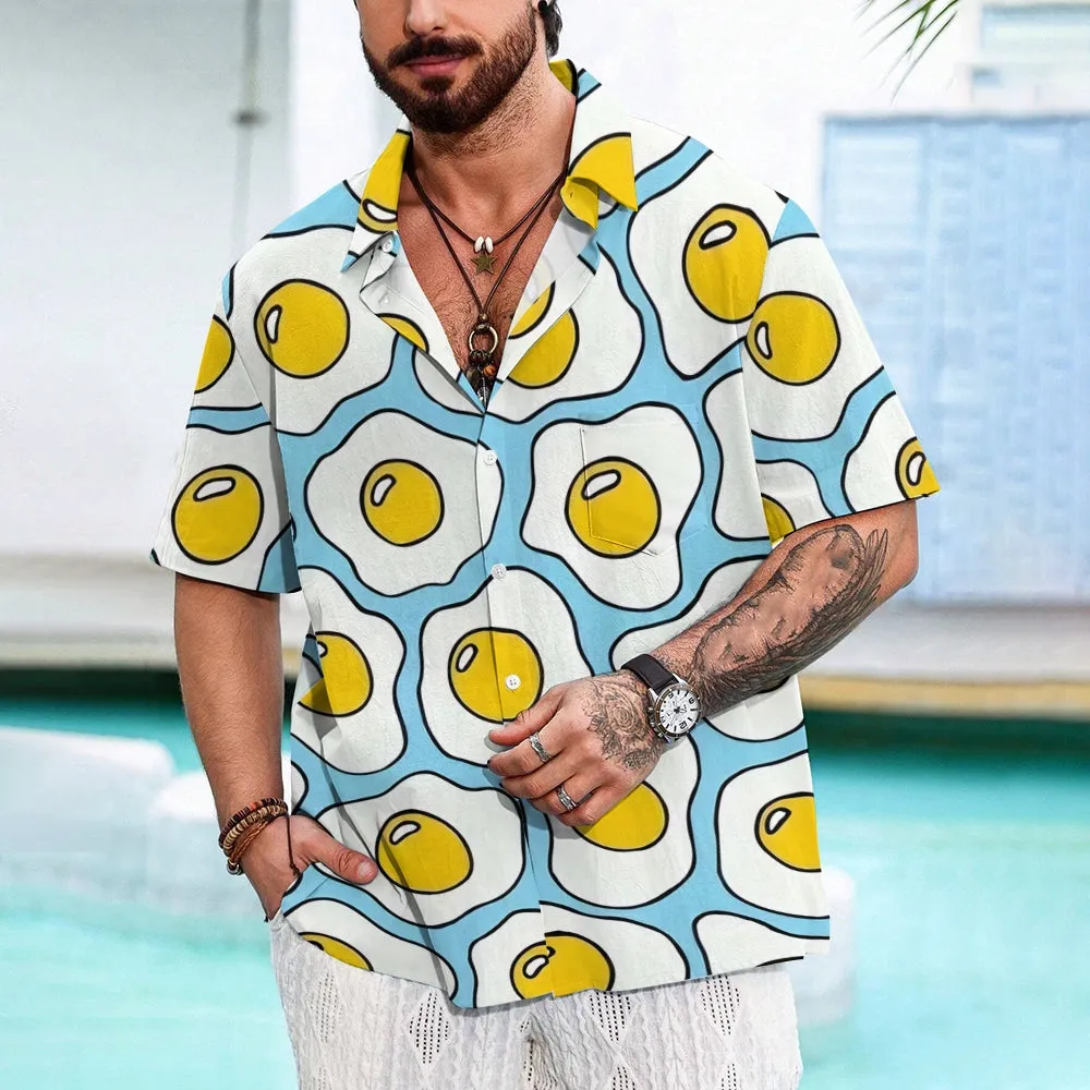 Men's Fried Egg Casual Short Sleeve Shirt 2401000203