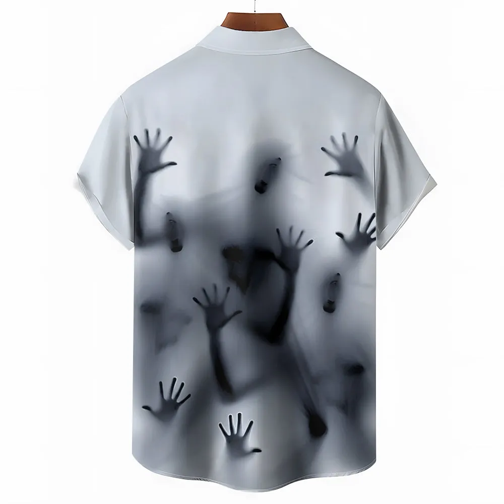 Men's Ghost Print Casual Fashion Short Sleeve Shirt 2307101490