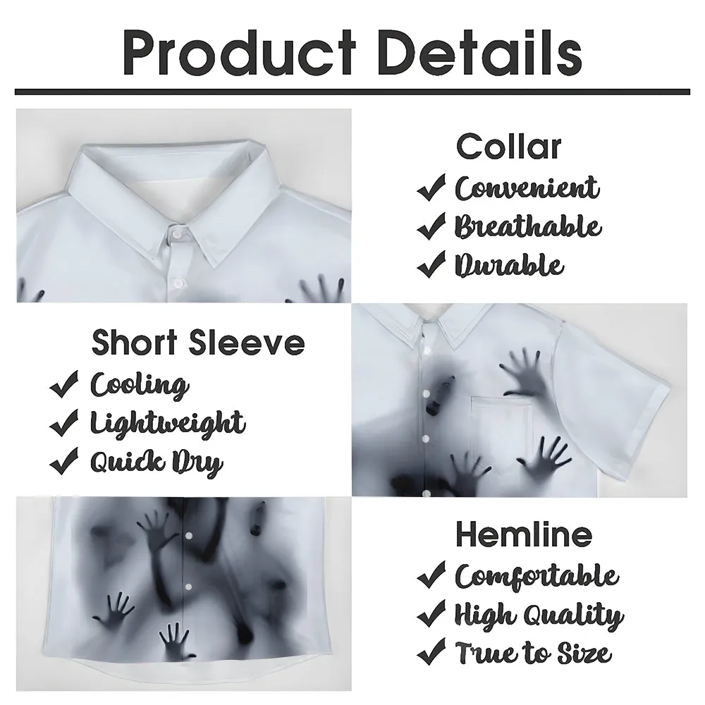 Men's Ghost Print Casual Fashion Short Sleeve Shirt 2307101490