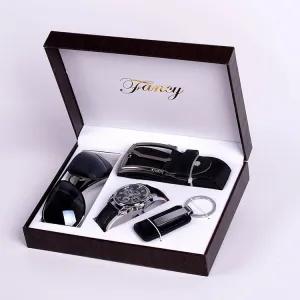 Men's Gift High-end Watch, Fashion Sunglasses Keychain 4 Piece Set