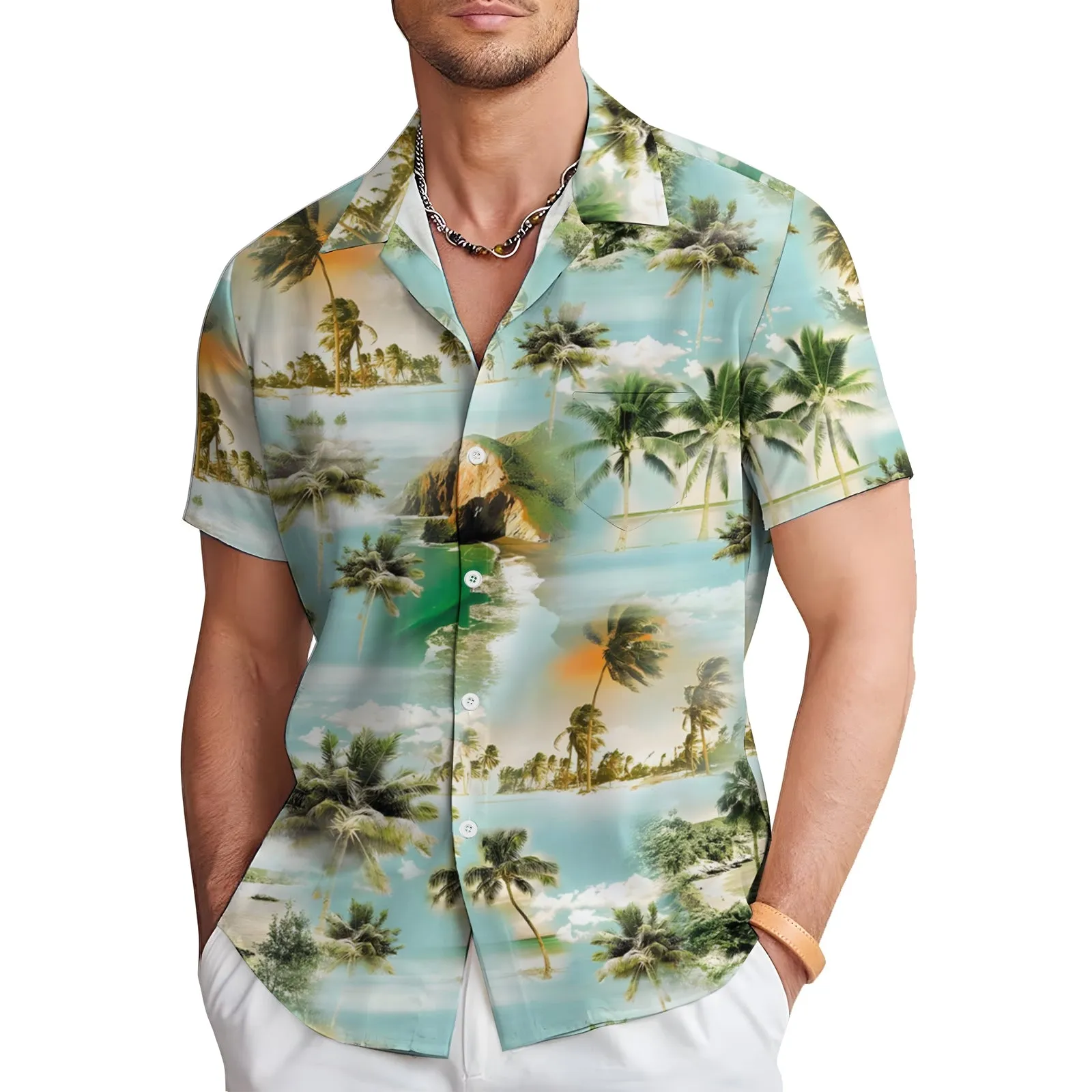 Men's Hawaiian Casual Short Sleeve Shirt 2403000576
