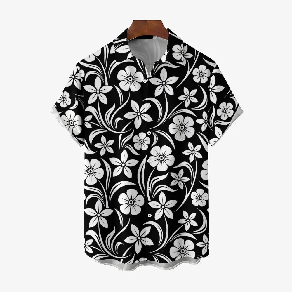 Men's Hawaiian Flowers Print Casual Short Sleeve Shirt 2404001710