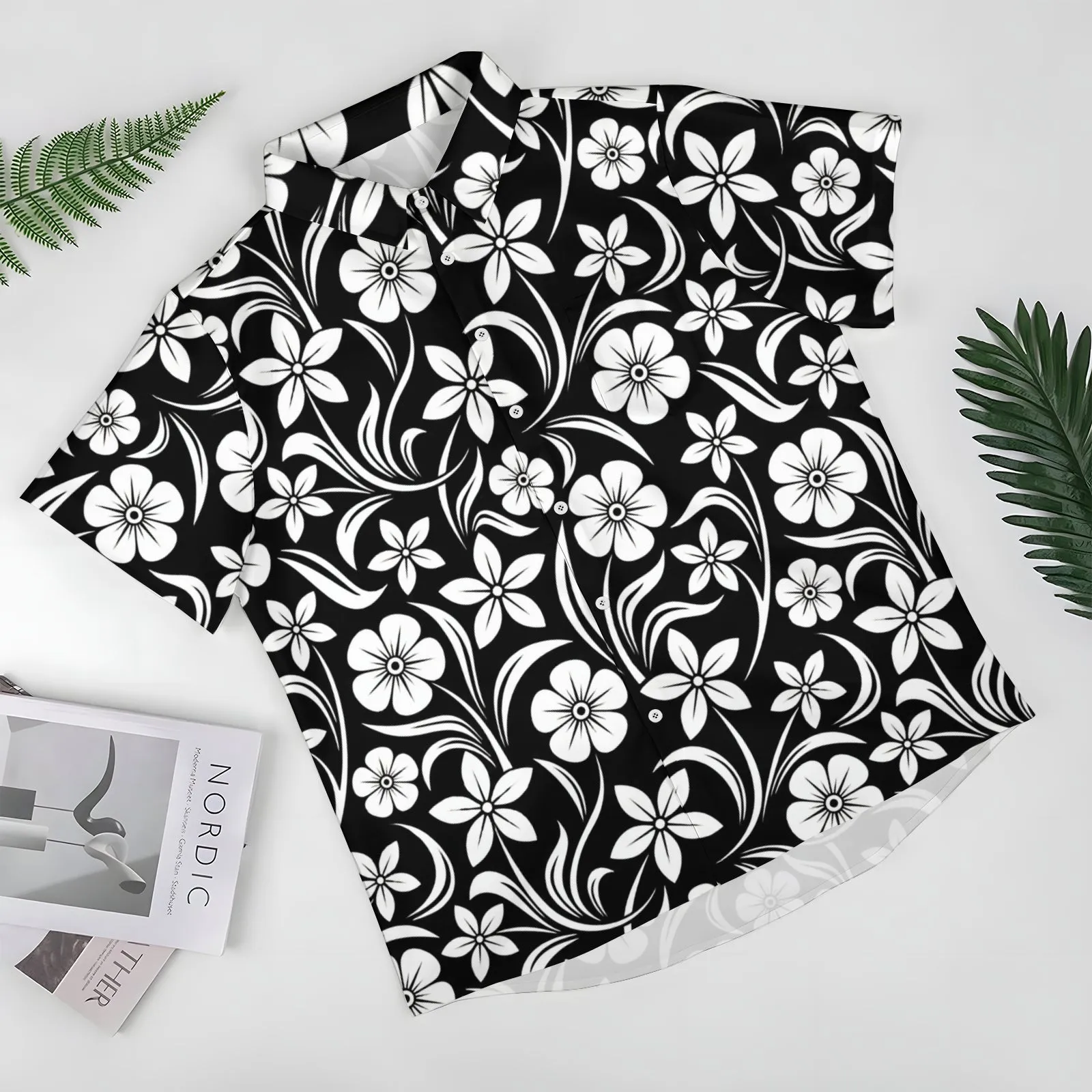Men's Hawaiian Flowers Print Casual Short Sleeve Shirt 2404001710