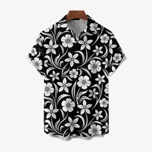 Men's Hawaiian Flowers Print Casual Short Sleeve Shirt 2404001710