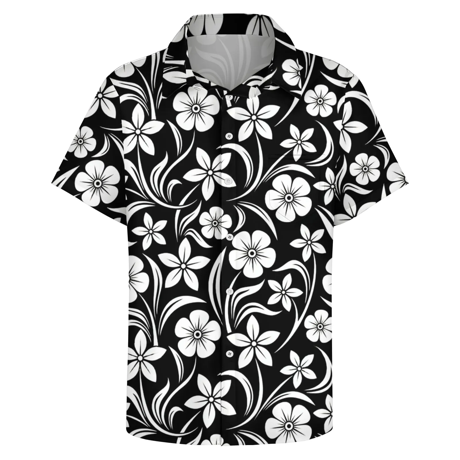 Men's Hawaiian Flowers Print Casual Short Sleeve Shirt 2404001710
