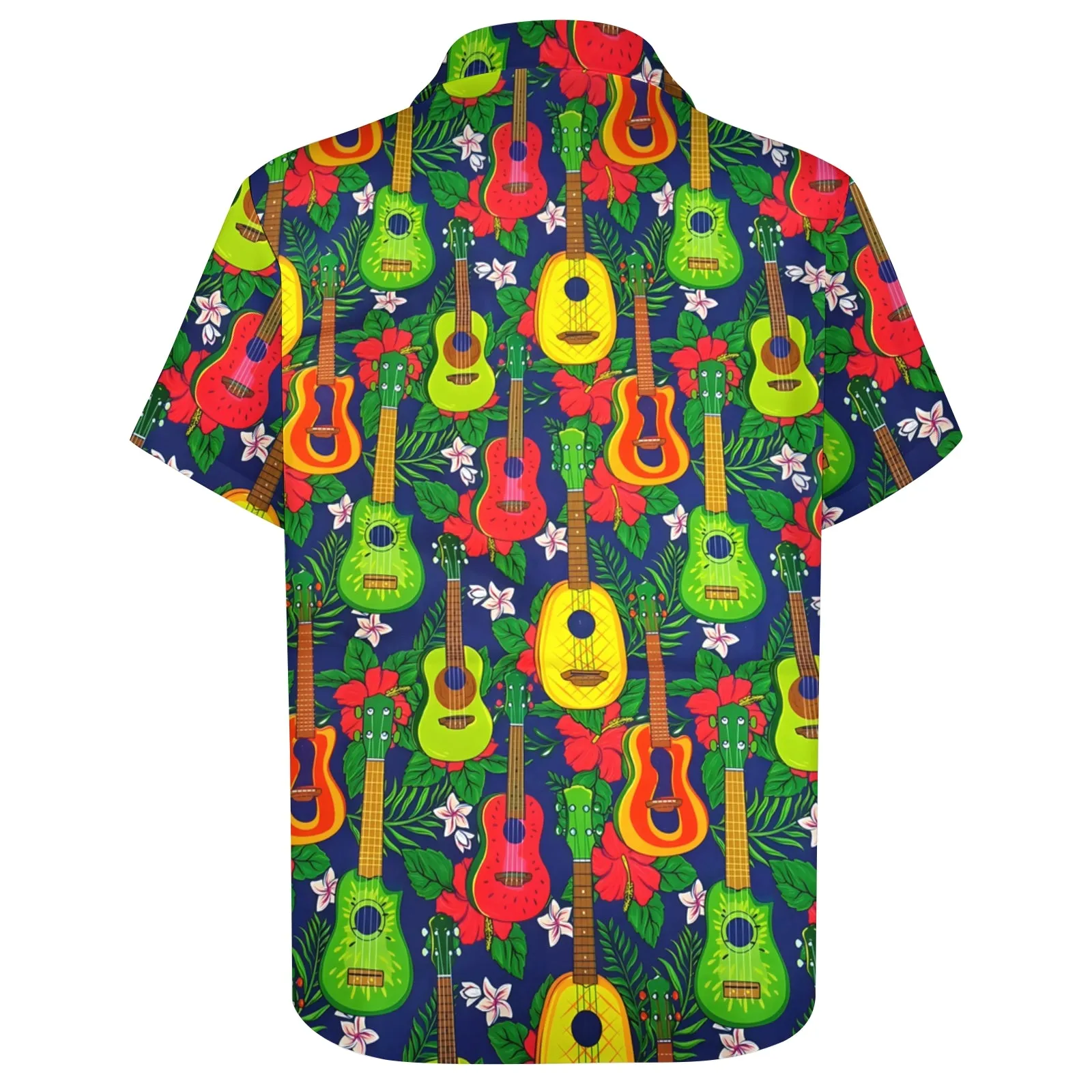 Men's Hawaiian Fruit Guitar Casual Short Sleeve Shirt 2404001360