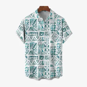 Men's Hawaiian Geometric Print Casual Short Sleeve Shirt 2306105295