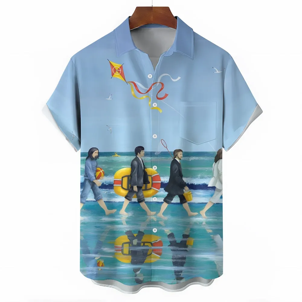 Men's Rock Band Hawaiian Casual Short Sleeve Shirt 2404000881