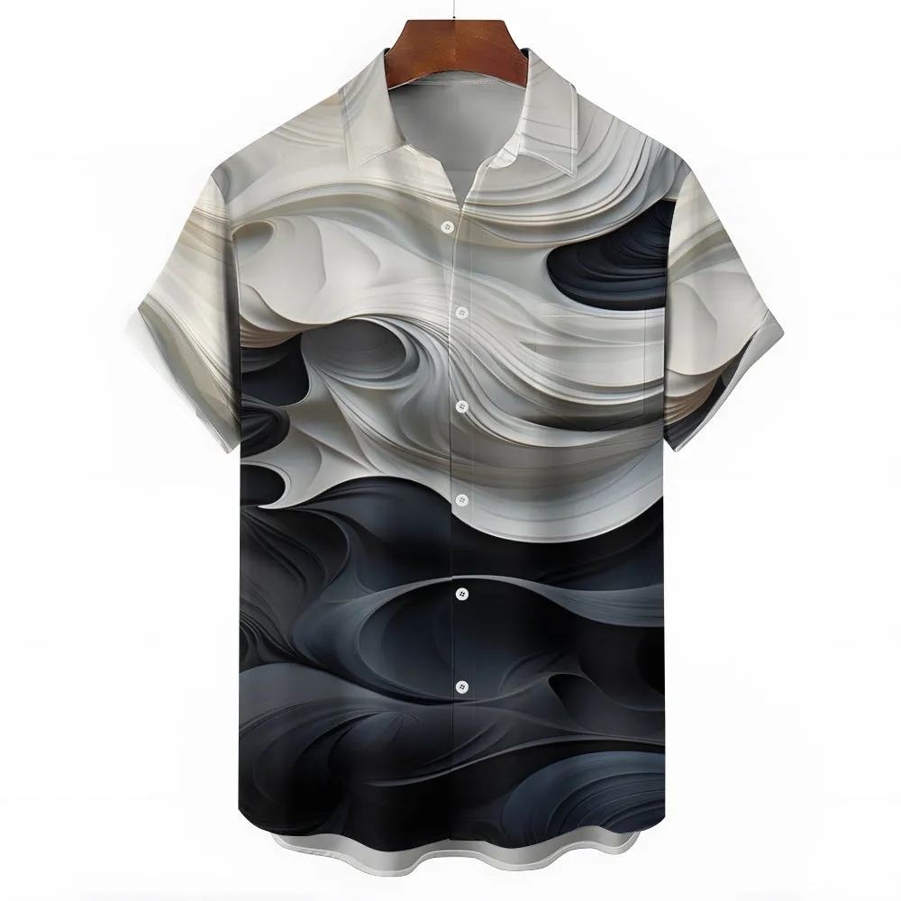Men's Texture Print Casual Short Sleeve Shirt 2404000056