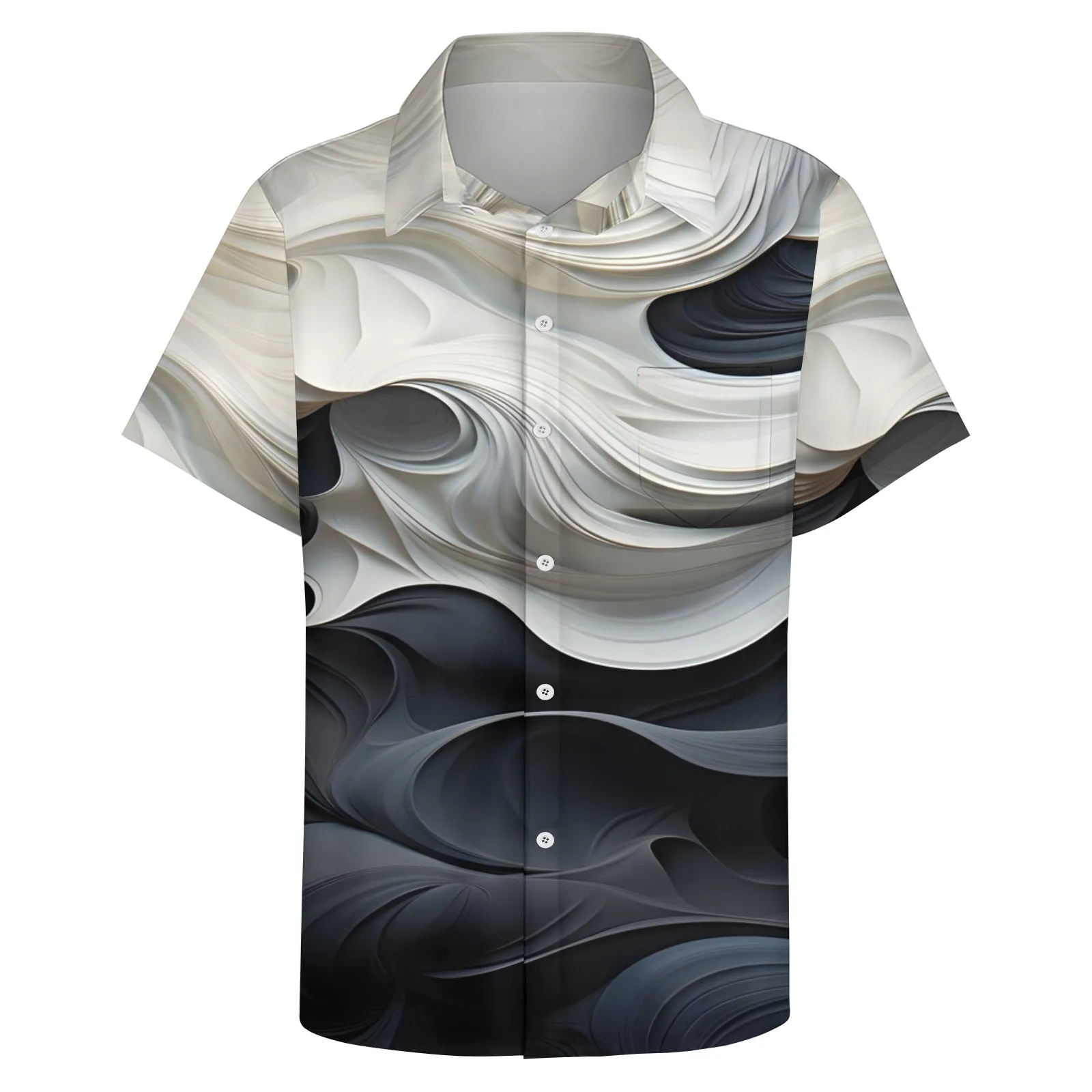 Men's Texture Print Casual Short Sleeve Shirt 2404000056