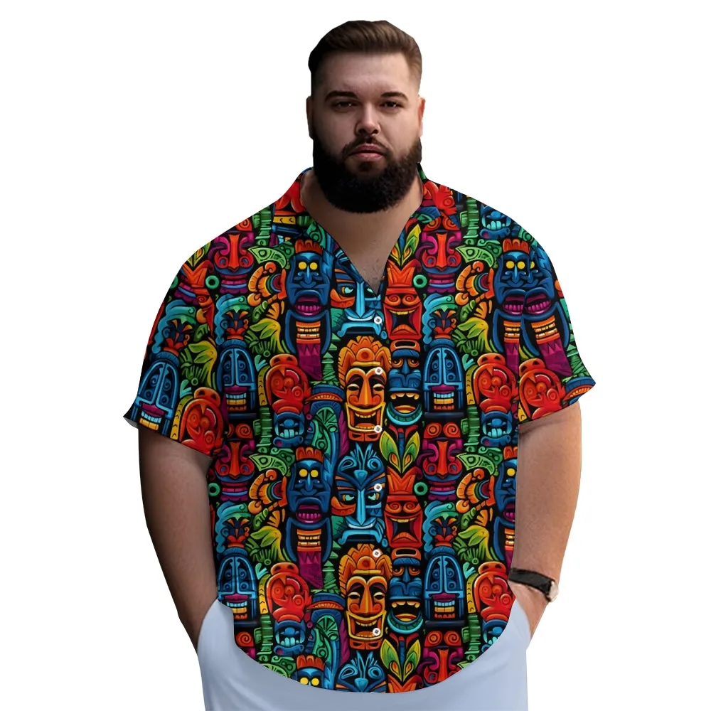 Men's Tiki Art Casual Short Sleeve Shirt 2312000241