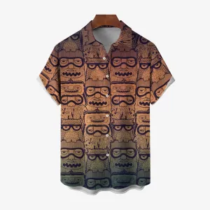 Men's TIKI Art Casual Short Sleeve Shirt 2403000914